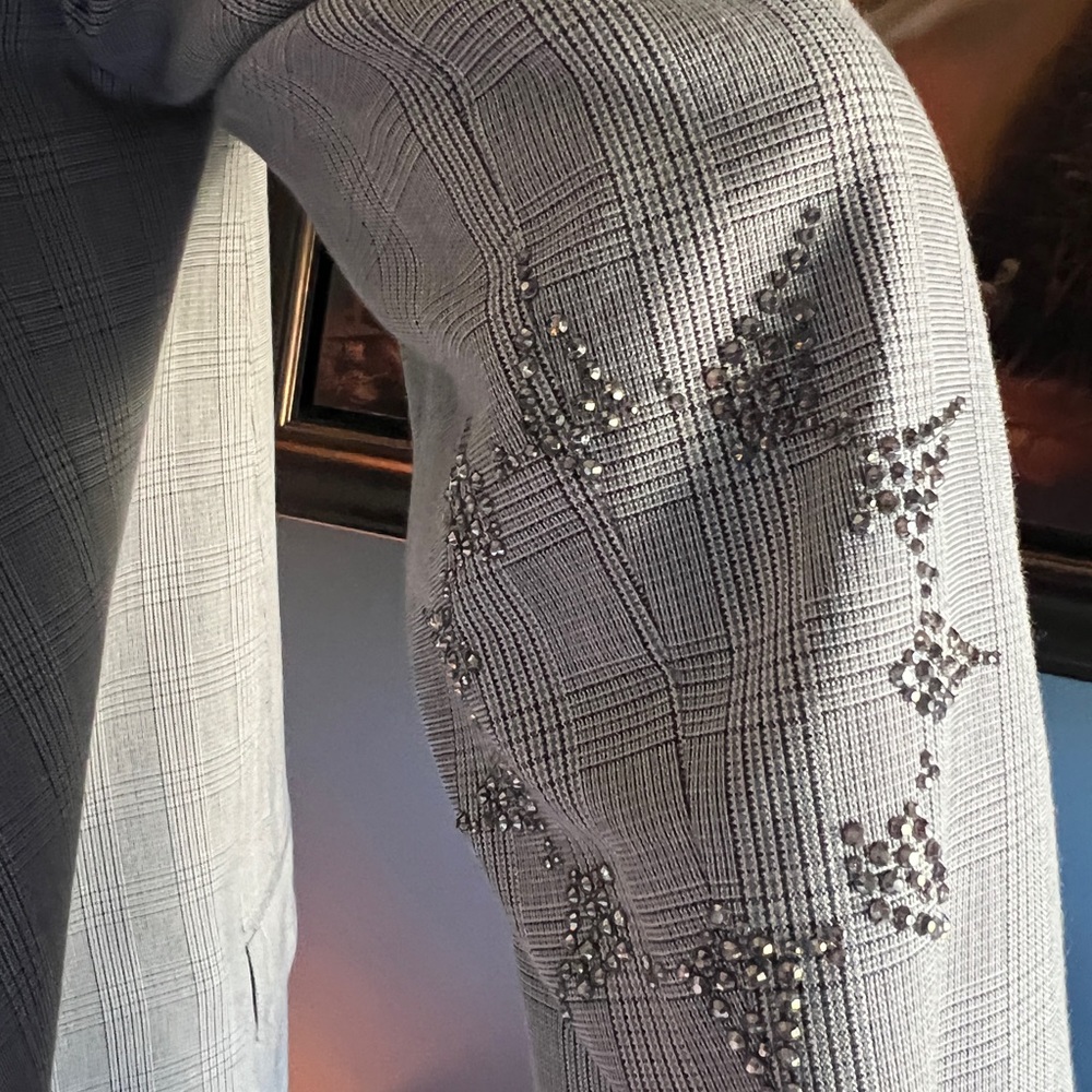 Zadig & Voltaire Deluxe Jacket blue plaid pattern with star studded elbows!